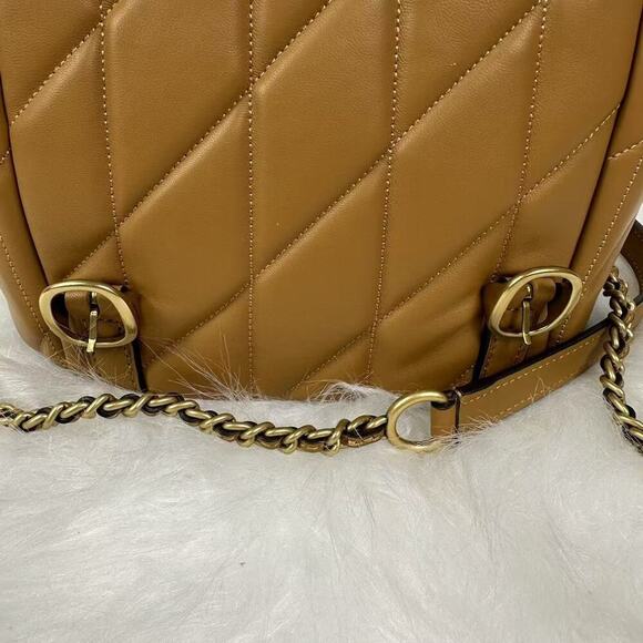 Coach Tabby Backpack W/ Pillow Quilting Crossbody Leather/Honey Brown CU076 NWT - Picture 11 of 13